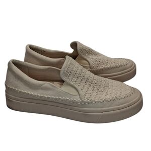 Dolce Vita Cream Textured Embroidered Women's Slip-On Shoes Size 11